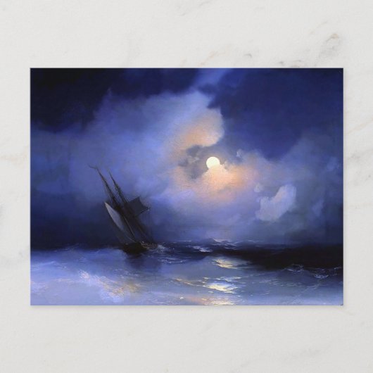 Storm in zee op een moonlit nacht door Ivan Aivazo Briefkaart (Voorkant)
