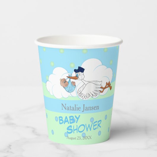 Storm met een Cute Little Baby Boy Papieren Bekers (Achterkant)