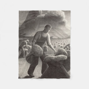 Storm naderen door Grant Wood Fleece Deken