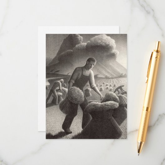 Storm naderen door Grant Wood Informatiekaartje (Voorkant / Achterkant in situ)