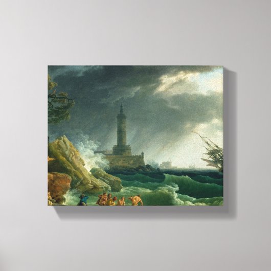 Storm op een mediterrane kust Canvas Print (Voorkant)