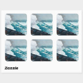 Storm op het schilderen van het zee vierkante sticker (Vel)