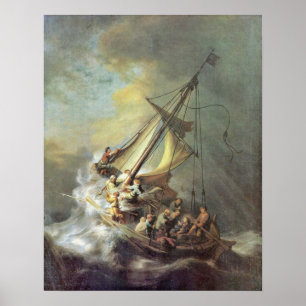 Storm op het Zee van Galilea door Rembrandt van Ri Poster