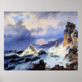 Storm op zee voor de Noorse kust Poster (Voorkant)