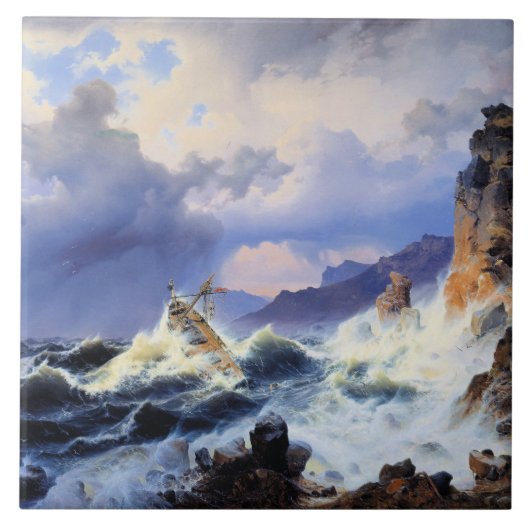 Storm op Zee voor de Noorse Kust Tegeltje (Voorkant)