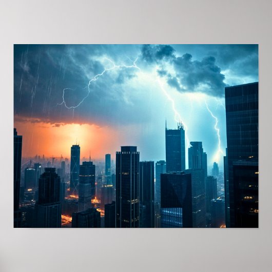 Storm over een megastad poster (Voorkant)