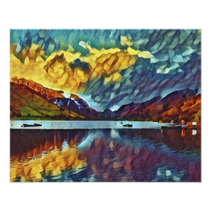 STORM OVER HET MEER FOTO AFDRUK