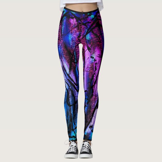 Storm Paarse Aqua Tiger Ocean Leggings (Voorkant)