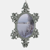 Storm passeren ~ Pewter-versiering Tin Sneeuwvlok Ornament (Links)