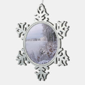 Storm passeren ~ Pewter-versiering Tin Sneeuwvlok Ornament (Rechts)