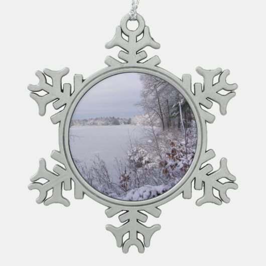 Storm passeren ~ Pewter-versiering Tin Sneeuwvlok Ornament (Voorkant)