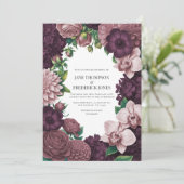 Storm Plum, Graphite Rose & Antique Blush Trouwkaa Kaart (Staand voorkant)