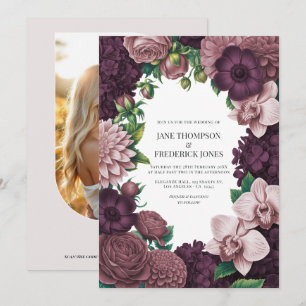 Storm Plum, Graphite Rose & Antique Blush Trouwkaa Kaart
