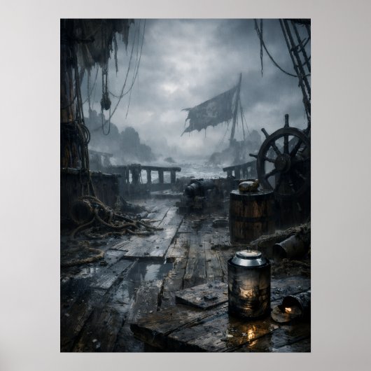 Storm Residue — Pirate Ship Aftermath Scene Poster (Voorkant)
