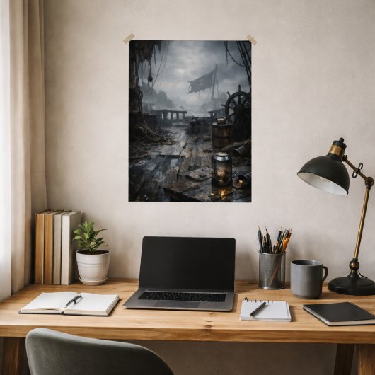 Storm Residue — Pirate Ship Aftermath Scene Poster