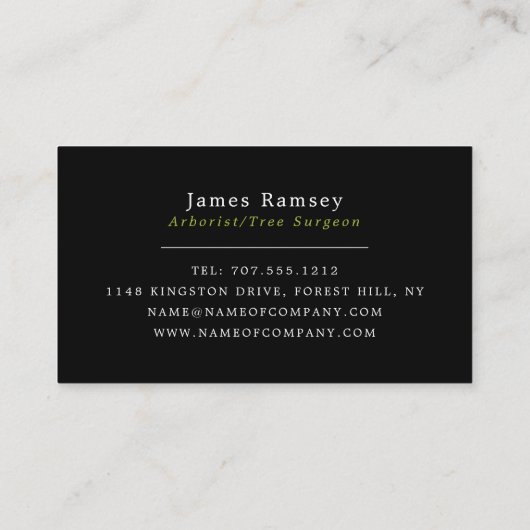 Storm schade - boomchirurg - boomkweker visitekaartje (Achterkant)
