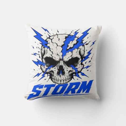 Storm Schedel Bliksemschicht Worp Kussen (Voorkant)