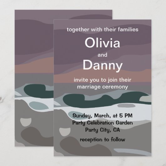 Storm Sky Cloud Zee Waves Natuur Wedding Kaart (Voorkant / Achterkant)