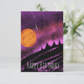 Storm Sky Illustration Paars Birthday Kaart (Staand voorkant)