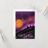 Storm Sky Illustration Paars Birthday Kaart (Voorkant / Achterkant in situ)