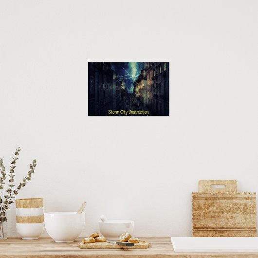 Storm Stadsvernietiging Poster (Keuken)
