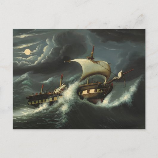 Storm Tossed Frigate van Thomas Chambers Briefkaart (Voorkant)