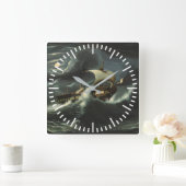 Storm Tossed Frigate van Thomas Chambers Vierkante Klok (Huis)