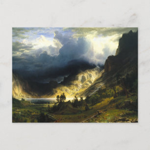 Storm van Bierstadt in het Briefkaart van de Rocky