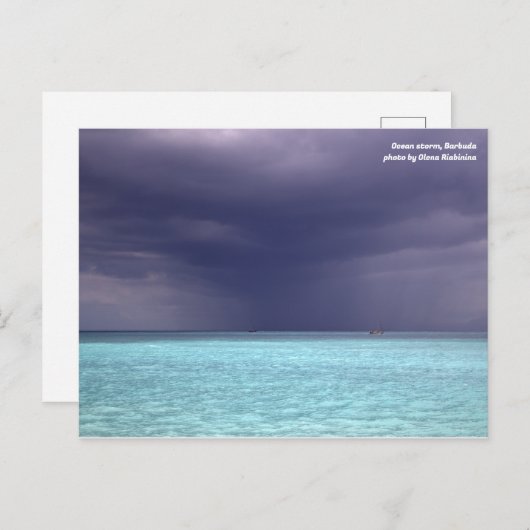 Storm van de Oceaan in het briefkaart van Barbuda (Voorkant / Achterkant)