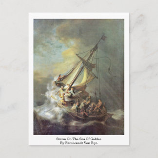 Storm van Rembrandt van Rijn over het Zee van Gali Briefkaart