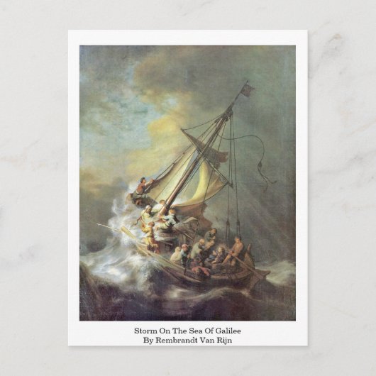 Storm van Rembrandt van Rijn over het Zee van Gali Briefkaart (Voorkant)