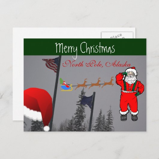 Storm van Santa House Reindeer Sleigh Blizzard, be Feestdagenkaart (Voorkant / Achterkant)