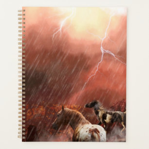 Storm van wilde paarden in de woestijn planner