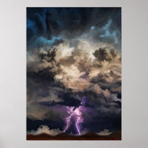 Storm voor het verlichten van wolken poster