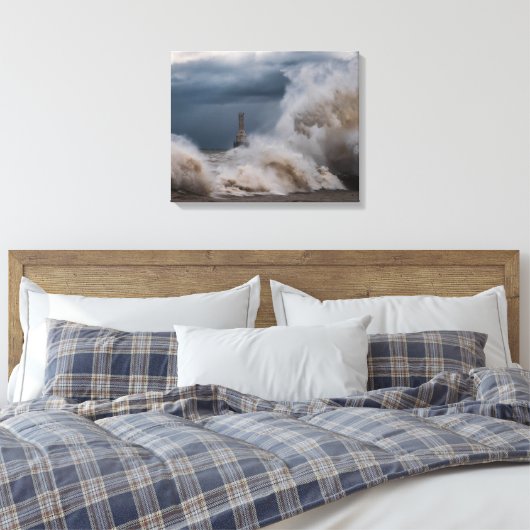 Storm Vuurtoren Canvas Print (Insitu (Slaapkamer))