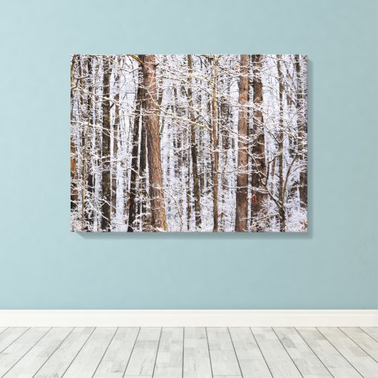 Storm Winter Ice in het bos Canvas Afdruk (Insitu (Houten vloer))