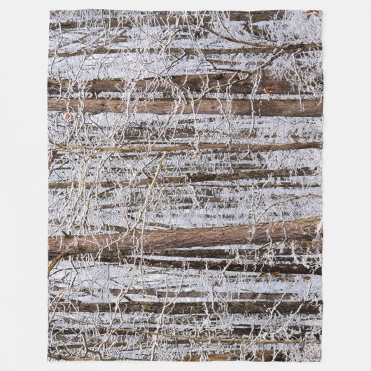 Storm Winter Ice in het bos Fleece Deken (Voorkant)
