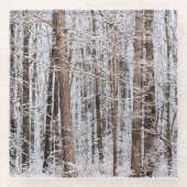 Storm Winter Ice in het bos Glazen Onderzetter (Voorkant)