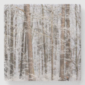 Storm Winter Ice in het bos Stenen Onderzetter (Voorkant)