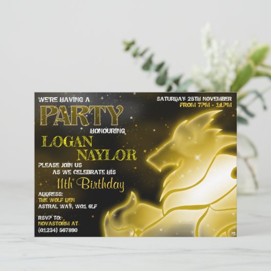 Storm Wolf Astral Glow Kaart (Staand voorkant)