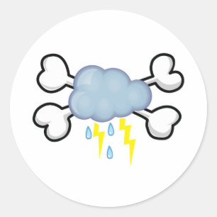 storm wolk Schedel en Kruisbeenderen Ronde Sticker