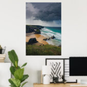 Storm wolken over kust Kornwall Poster (Thuiskantoor)