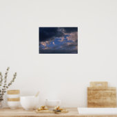 Storm wolken tegen blauwe lucht poster (Keuken)