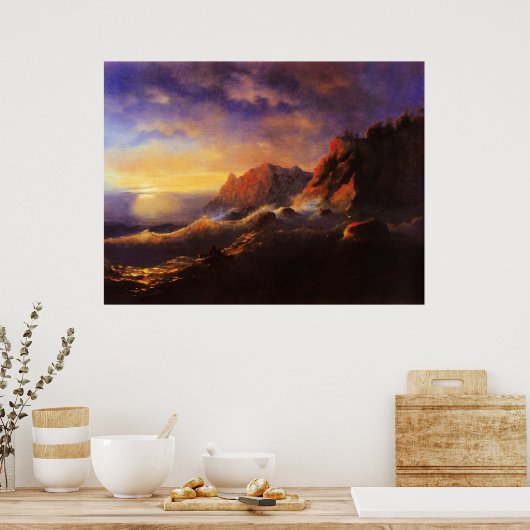 Storm, Zonsondergang, fine art door Ivan Aivazovsk Poster (Keuken)