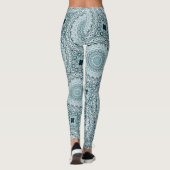 Stormachtig blauw en grijs mandala patroon leggings (Achterkant)