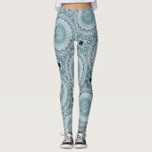 Stormachtig blauw en grijs mandala patroon leggings (Voorkant)
