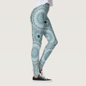 Stormachtig blauw en grijs mandala patroon leggings (Rechts)