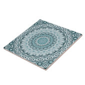 Stormachtig blauw en grijs mandala patroon tegeltje (Zijkant)