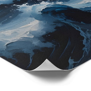 Stormachtig oceaan abstract zeegezicht kunst poster