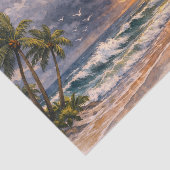 Stormachtig strand met waterverf palmboom tissuepapier (Detail)